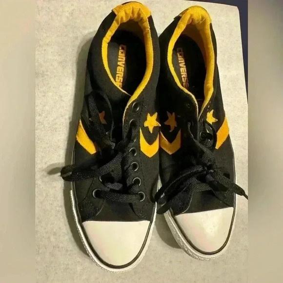 Preowned Converse Black and Yellow All Stars Men’s size 9 Women’s 11 - Picture 1 of 15